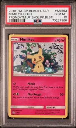 POKEMON TEAM UP SM BLACK STAR PROMO MIMIKYU #SM163 HOLO PSA 10 (Needs Reholder) - Image 1