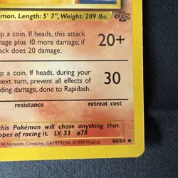 Rapidash 1st Edition NM- Pokemon Jungle 44/64 - Vintage 1999 - Image 4