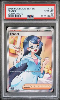 2025 POKEMON BLK EN-BLACK BOLT ULTRA RARE #162 FENNEL PSA 10 - Image 1