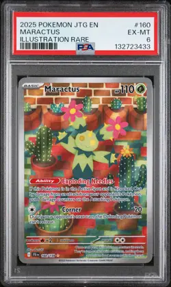 2025 POKEMON JTG EN-JOURNEY TOGETHER ILLUSTRATION RARE #160 MARACTUS PSA 6 - Image 1