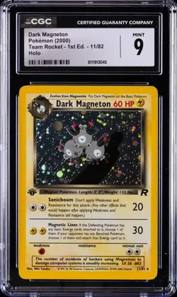 2000 POKEMON ROCKET 1ST ED #11 DARK MAGNETON-HOLO CGC 9 - Image 1