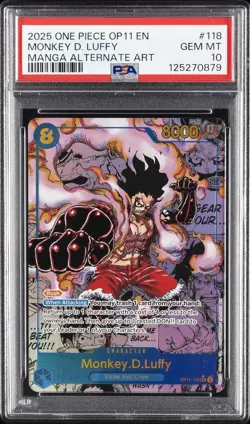 2025 ONE PIECE MANGA ALTERNATE ART OP11-118 MONKEY D. LUFFY PSA 10 - Image 1
