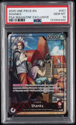 2025 ONE PIECE PROMOS PSA MAGAZINE EXCLUSIVE #001 SHANKS PSA 10 - Image 1