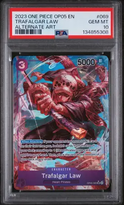 2023 ONE PIECE OP05-AWAKENING OF THE NEW ERA ALTERNATE ART TRAFALGAR LAW PSA 10 - Image 1