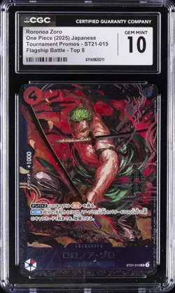 2025 ONE PIECE JPN TOURNAMENT FLAGSHIP BATTLE RORONOA ZORO CGC 10 GEM MINT - Image 1