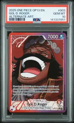 2025 ONE PIECE OP13-CARRYING ON HIS WILL ALTERNATE ART #003 GOL D. ROGER PSA 10 - Image 1