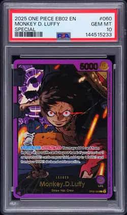 2025 ONE PIECE EB02-EXTRA BOOSTER -ANIME 25TH COLL- #060 MONKEY D. LUFFY PSA 10 - Image 1