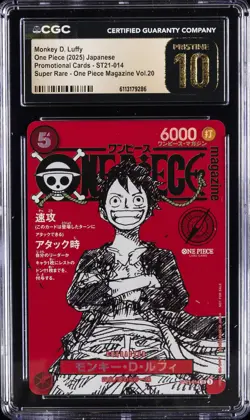 2025 ONE PIECE JAPANESE #ST21-014 MONKEY D LUFFY CGC 10 PRISTINE - Image 1