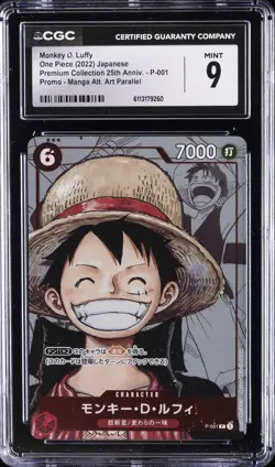 2022 ONE PIECE JAPANESE MANGA ALT ART #P-001 MONKEY D LUFFY CGC 9 - Image 1