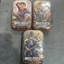 ONE PIECE FACTORY SEALED TIN PACK SET OF 3 VOL.2 LUFFY, ACE, SABO OP13 - Image 1