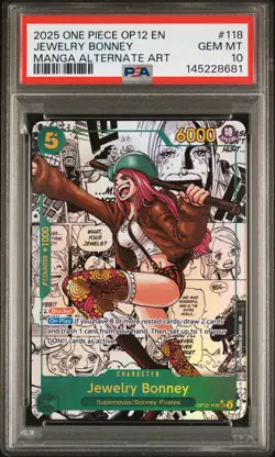2025 ONE PIECE MANGA ALTERNATE ART OP12-118 JEWELRY BONNEY PSA 10 - Image 1