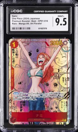 2024 ONE PIECE JPN PREM BOOSTER MANGA ALT ART #OP01-016 NAMI CGC 9.5 - Image 1