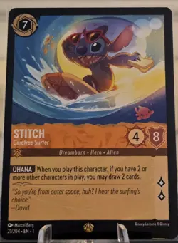 Stitch - Carefree Surfer 21/204 from Disney Lorcana The First Chapter – Non-Foil - Image 1