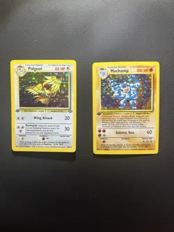 1st Edition Machamp + Pidgeot Holo Base Set Pokemon Cards – Rare Collectible Lot - Image 1