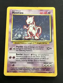 1999 Base Set Vintage Pokemon 2 Card Lot: Holo 1st Edition Machamp & Mewtwo - Image 2