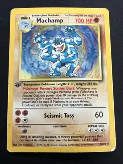1999 Base Set Vintage Pokemon 2 Card Lot: Holo 1st Edition Machamp & Mewtwo - Image 4