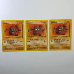 Pokemon TCG Geodude Fossil #47/62 3-Card Lot WOTC Vintage 1999 - Image 1