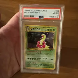 Vintage 2000 MEGANIUM #154 Holo PSA 4 Graded Pokemon Card Neo Genesis Japanese - Image 2