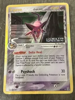 Pokemon TCG Espeon Holo Rare Reverse Holo Card 4/113 EX Delta Species - Image 1