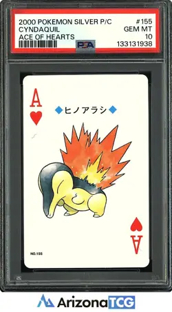Pokemon 2000 Cyndaquil 155 Ace Of Hearts Silver Playing Card Japanese PSA 10 - Image 1