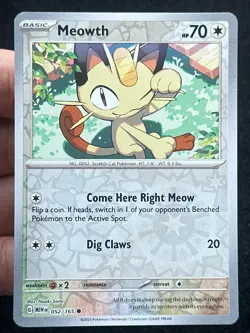 Meowth 052/165 Reverse holo - LP-NM - Pokemon TCG Card - Image 1