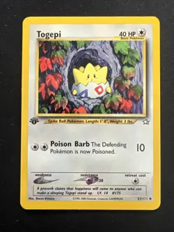 1st Edition Togepi Neo Genesis 51/111 Uncommon Pokemon Card - Image 2