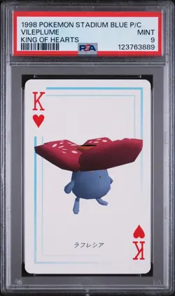 1998 POKEMON STADIUM BLUE VERSION PLAYING CARDS KING OF HEARTS VILEPLUME PSA 9 - Image 1