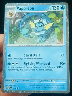 Vaporeon SVP 168 - Cosmo Holo - Prismatic Evolutions - LP-NM - Pokemon TCG Card - Image 1