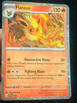 Flareon SVP167 - Cosmo Holo - Prismatic Evolutions - LP-NM - Pokemon TCG Card - Image 1