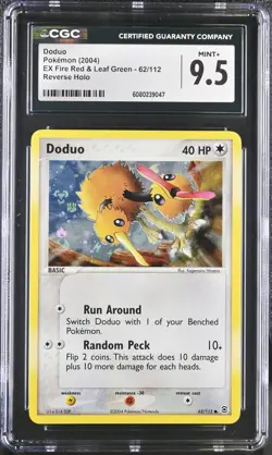 CGC 9.5 MINT+ Doduo EX Fire Red & Leaf Green 62/112 Reverse Holo Pokemon Card - Image 1