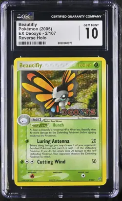 CGC 10 GEM MINT Beautifly EX Deoxys 2/107 Reverse Holo STAMPED Pokemon Card - Image 1