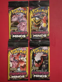 POKEMON Sun & Moon UNIFIED MINDS 3 Card Mini Booster Packs Complete Pack Art Set - Image 2