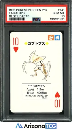 Pokemon 1996 Kabutops 141 10 Of Hearts Green Playing Cards Japanese PSA 10 - Image 1