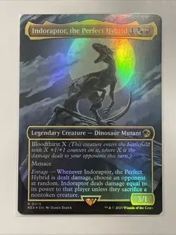MTG Indoraptor Foil the Perfect Hybrid, Borderless, Jurassic World Edition - Image 1