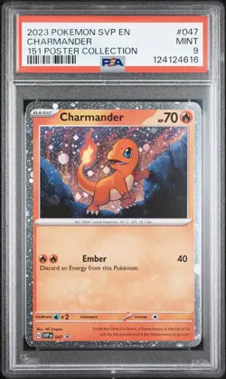 2023 POKEMON SVP EN-SV BLACK STAR PROMO 151 POSTER COLL #047 CHARMANDER PSA 9 - Image 1