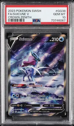 2023 POKEMON SWORD & SHIELD CROWN ZENITH #GG38 FULL ART/SUICUNE V PSA 10 - Image 1