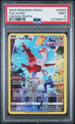 2023 POKEMON SWORD & SHIELD CROWN ZENITH #GG20 FULL ART/LATIAS PSA 9 - Image 1