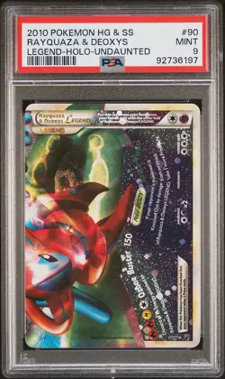 2010 POKEMON HEARTGOLD & SOULSILVER #90 RAYQUAZA & DEOXYS LEGEND-HOLO PSA 9 - Image 1
