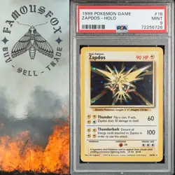 PSA 9 MINT Pokemon Holo Rare Zapdos 16/102 Pokemon base set Unlimited 1999 WOTC - Image 1