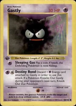 Pokemon 1st Ed. Base Common Gastly 50/102 - Heavy Play (HP) - Image 1