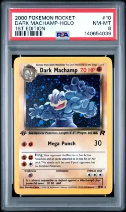 2000 POKEMON ROCKET 1ST ED #10 DARK MACHAMP-HOLO PSA 8 - Image 1