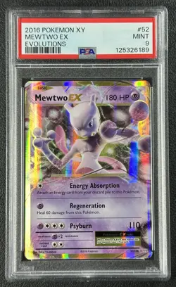 MEWTWO PSA 9 2016 POKEMON XY EVOLUTIONS #52/108 HOLO 189 - Image 1