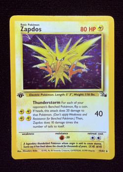 1999 Zapdos 15/62 *1st Edition* Fossil Holo Rare - Vintage Pokemon TCG WoTC - Image 1