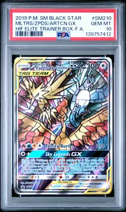 2019 POKEMON SM BLACK STAR PROMO FULL ART/MOLTRES & ZAPDOS & ARTICUNO GX PSA 10 - Image 1
