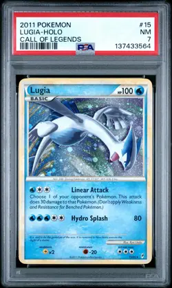 2011 POKEMON CALL OF LEGENDS #15 LUGIA-HOLO PSA 7 - Image 1