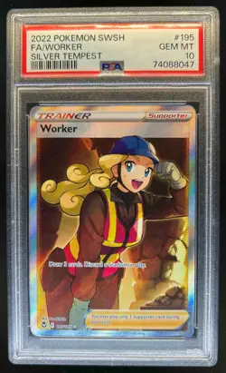 2022 Pokemon SWSH Silver Tempest Worker #195/195 PSA 10 - Image 1