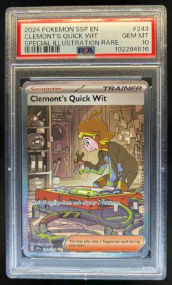 2024 Pokemon Surging Sparks Clemont's Quick Wit #243/191 PSA 10 - Image 1
