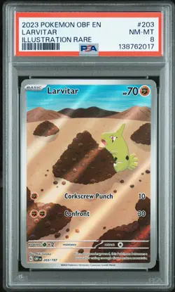 Larvitar 203/197 Illustration Rare Obf En-obsidian Flames Pokemon PSA 8 *017 - Image 1