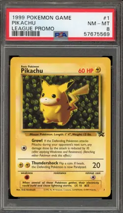 Pokemon Pikachu Ivy League Black Star Promo #1 PSA 8 - Image 1
