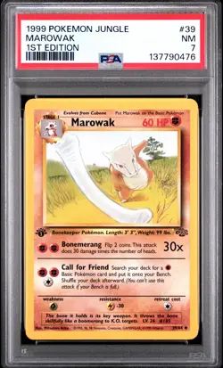 1999 POKEMON JUNGLE 1ST ED #39 MAROWAK PSA 7 - Image 1